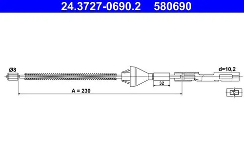 Handbrake cable 3727 - cable, 24.3727-0690.2