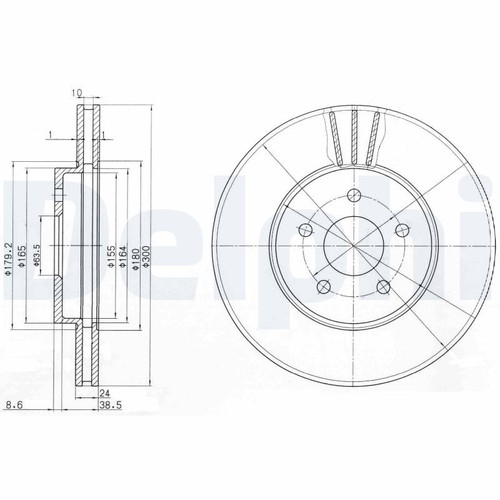 Front brake disc - x2, delphi